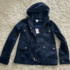 J.Crew Size Small Navy Jacket Zip Up Gold Accents New with tags